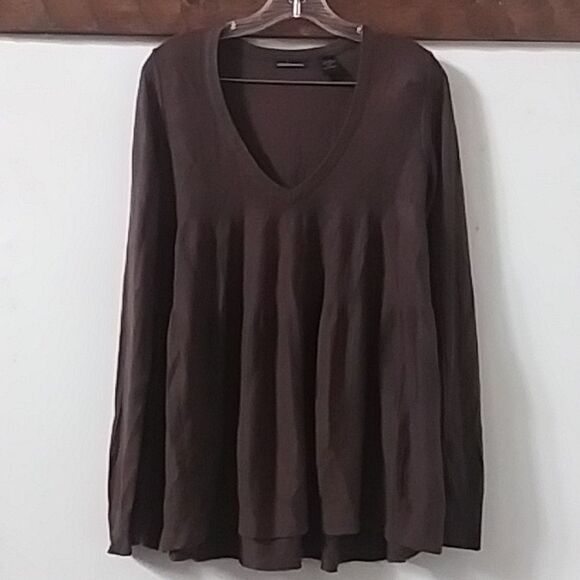Moda International Sweaters - Moda International Sweater Cashmere Silk Babydoll A line Swing Tiers Brown M